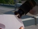 Example of danger of observation the Sun with telescope without filter - a paper is burning !